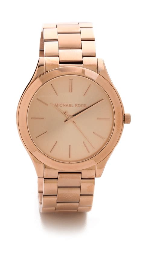 michael kors rose gold watch slim runway|Michael Kors women's runway watch.